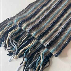 William Brunton Hand Knit Fringe Wool Scarf Scotland